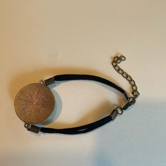 Hand painted acrylic design on glass bracelet. Attached to metal. Adjustable - Picture 3 of 3